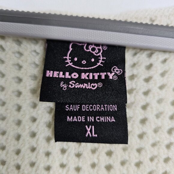 HELLO KITTY Patches Open Knit Sweater Vest BEIGE WHITE & RED size XL Hot Topic - Picture 5 of 10